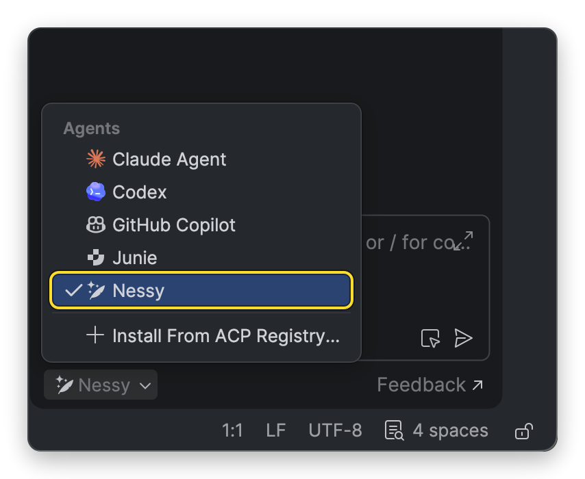 Список агентов AI Chat с выбранным Nessy